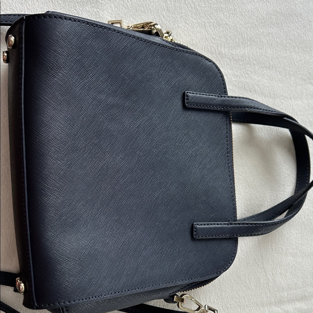 Kate Spade-navy satchel with crystal-studded bow. Like New!! - Picture 4 of 6